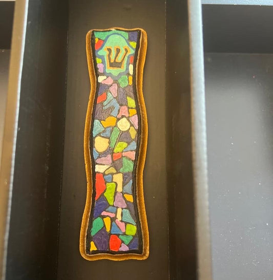 Stained Glass Hand Painted Mezuzah Case