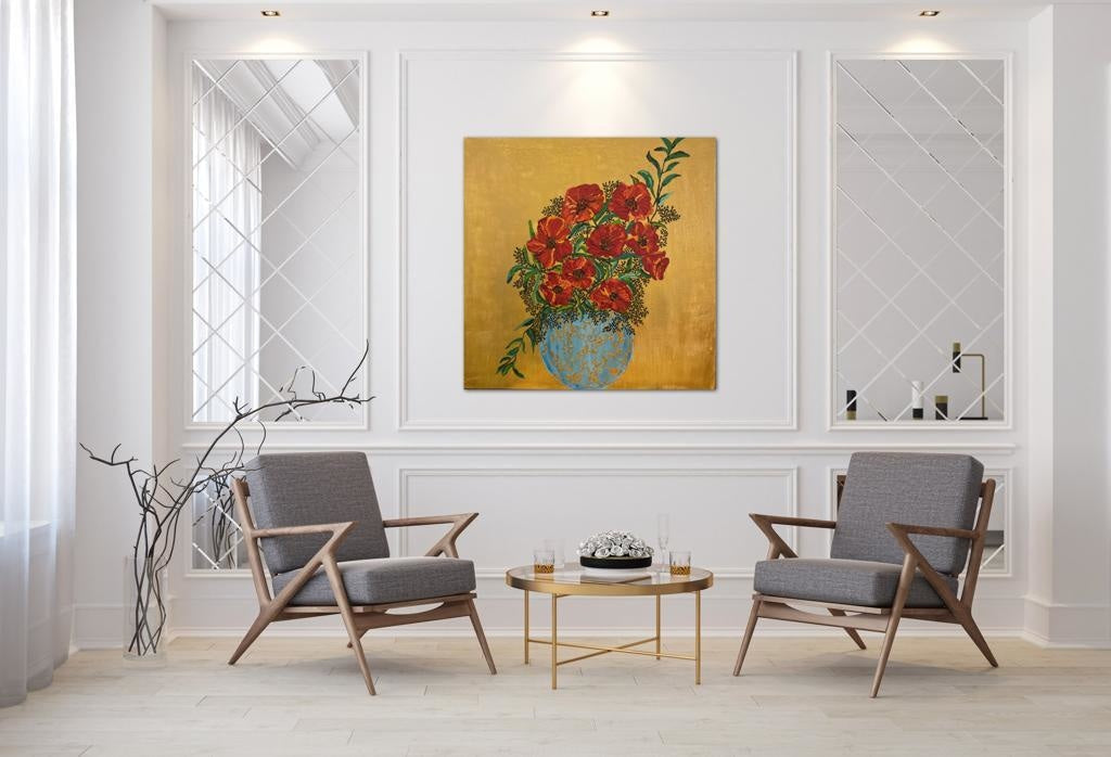 Bouquet Of Poppies C- Giclée Paper Prints / 76X76Cm (30X30In) Bespoke Art