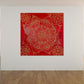 Classic Gold Mandala On Red Background A- Mixed Media Ready Bespoke Art Piece / 102X102Cm (40X40In)