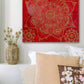 Classic Gold Mandala On Red Background A- Mixed Media Ready Bespoke Art Piece / 41X41Cm (16X16In)