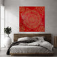 Classic Gold Mandala On Red Background A- Mixed Media Ready Bespoke Art Piece / 81X81Cm (31X31In)