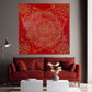 Classic Gold Mandala On Red Background A- Mixed Media Ready Bespoke Art Piece / 91X91Cm (36X36In)