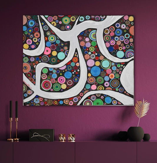 Quilling Style Maze Circles A- Mixed Media Ready Bespoke Art Piece / 50X61Cm (20X24In)